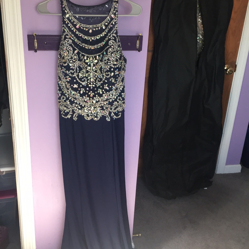 Navy blue. Jewel covered prom dress/ gown